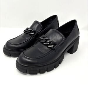 Madden Girl Hoxton Loafer, Black Chonky Heel Y2K